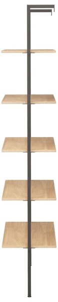 5 szintes világosbarna és fekete létrapolc 64 x 35 x 185 cm