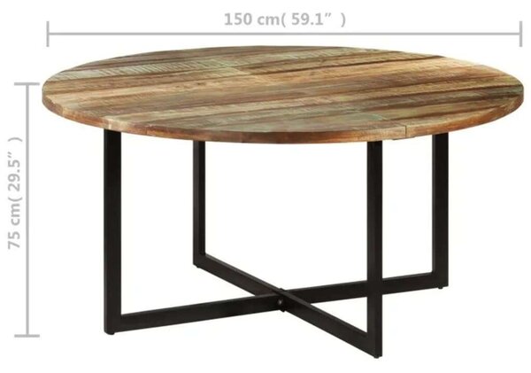 VidaXL Kerek Újrahasznosított Fa Étkezőasztal - 150x75 cm