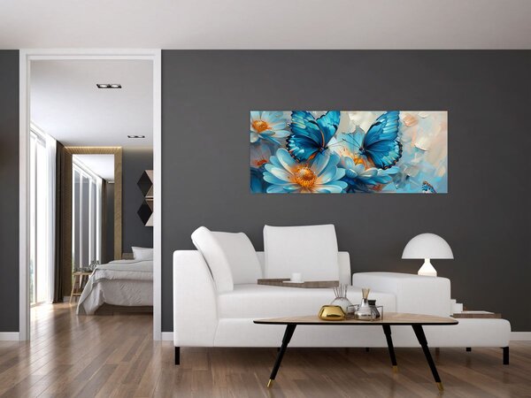 Kép - Kék pillangók (120x50 cm)