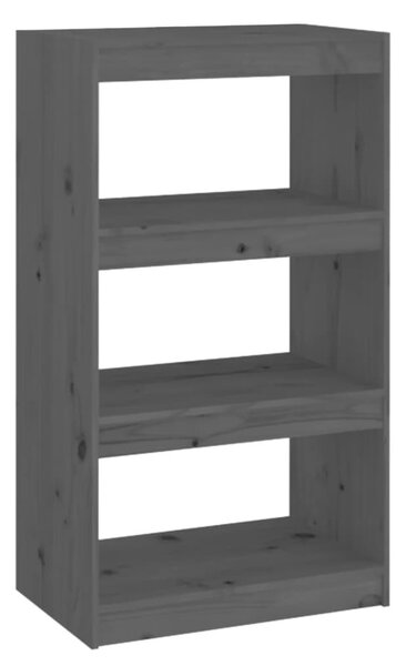 Szürke tömör fenyőfa könyvszekrény/térelválasztó 60x30x103,5 cm