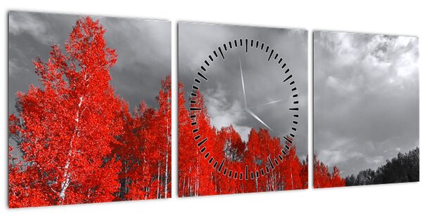 Kép - fák őszi színben (órával) (90x30 cm)
