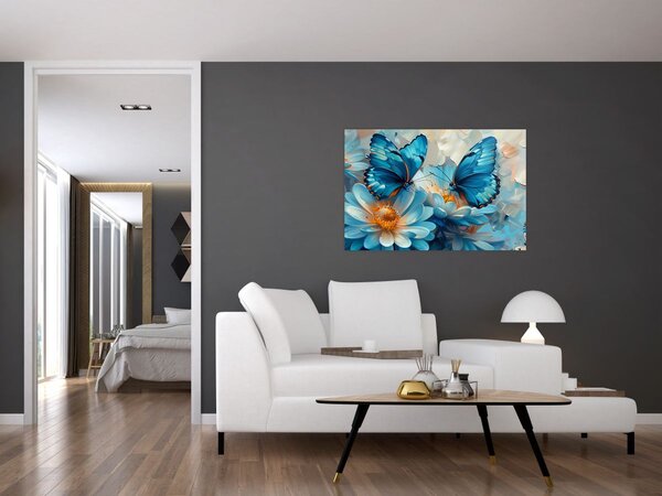 Kép - Kék pillangók (90x60 cm)