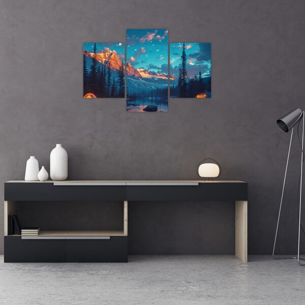 Kép - Kempingezés a hegyekben (90x60 cm)