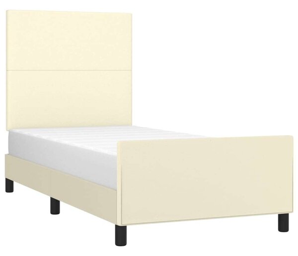 VidaXL krémszínű műbőr ágykeret fejtámlával 90x190 cm
