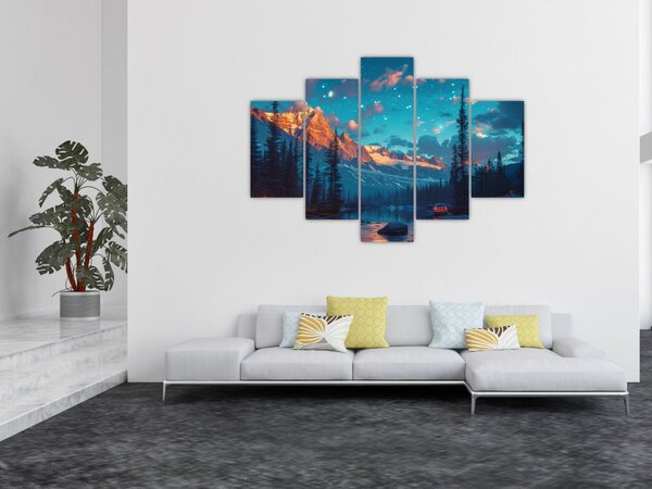Kép - Kempingezés a hegyekben (150x105 cm)