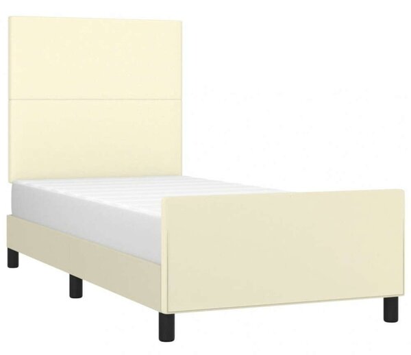 VidaXL krémszínű műbőr ágykeret fejtámlával 90x190 cm