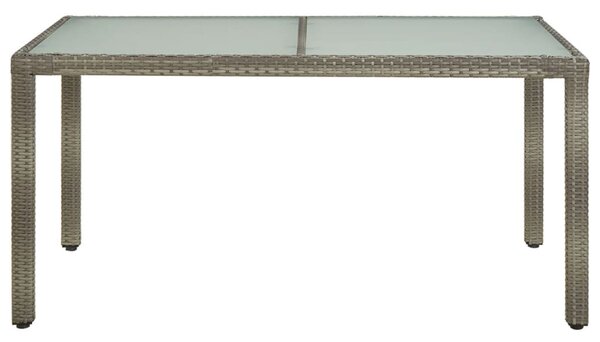 Szürke polyrattan és edzett üveg kerti asztal 150 x 90 x 75 cm