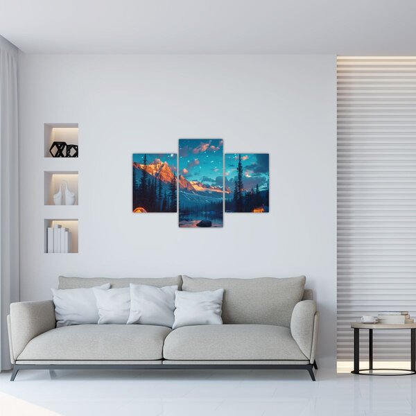 Kép - Kempingezés a hegyekben (90x60 cm)
