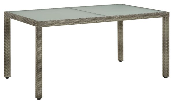Szürke polyrattan és edzett üveg kerti asztal 150 x 90 x 75 cm