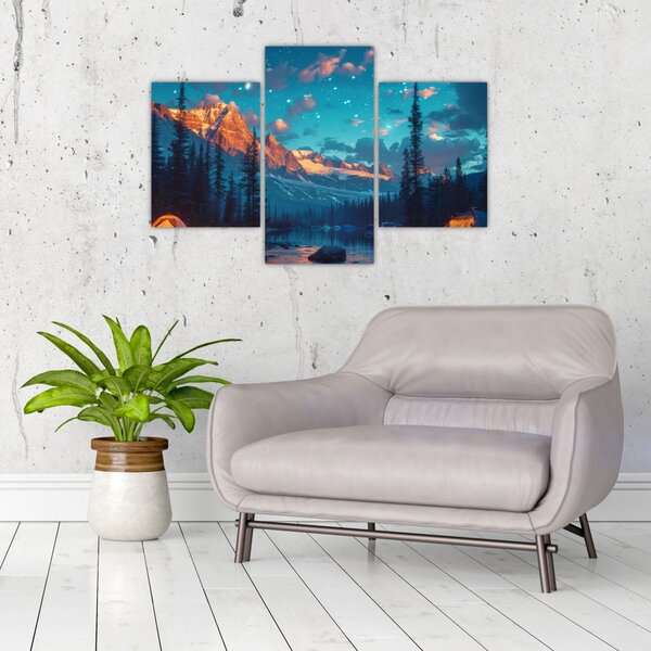 Kép - Kempingezés a hegyekben (90x60 cm)