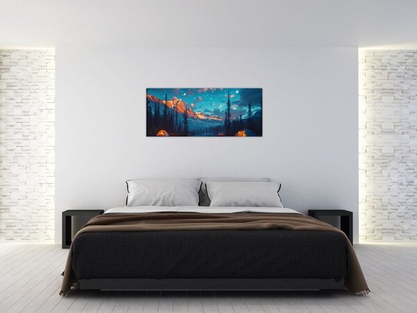 Kép - Kempingezés a hegyekben (120x50 cm)