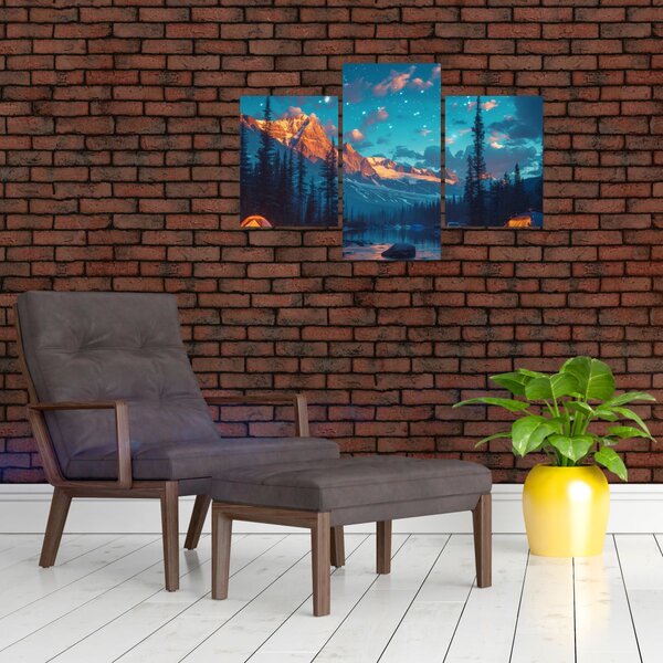 Kép - Kempingezés a hegyekben (90x60 cm)