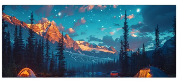 Kép - Kempingezés a hegyekben (120x50 cm)