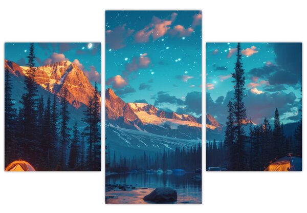 Kép - Kempingezés a hegyekben (90x60 cm)