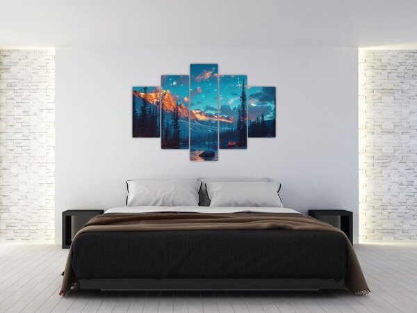Kép - Kempingezés a hegyekben (150x105 cm)