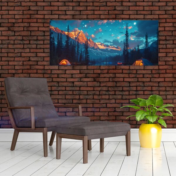 Kép - Kempingezés a hegyekben (120x50 cm)
