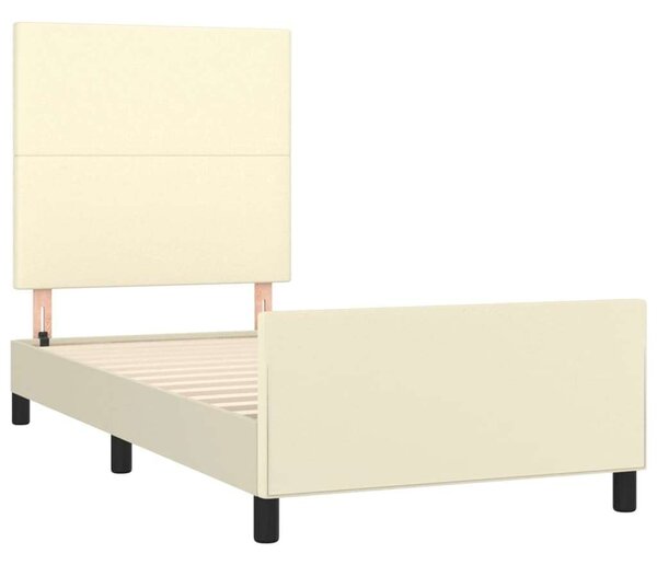 VidaXL krémszínű műbőr ágykeret fejtámlával 90x190 cm