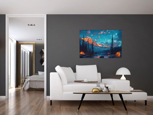 Kép - Kempingezés a hegyekben (90x60 cm)