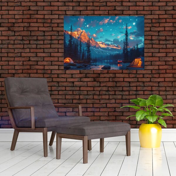 Kép - Kempingezés a hegyekben (90x60 cm)