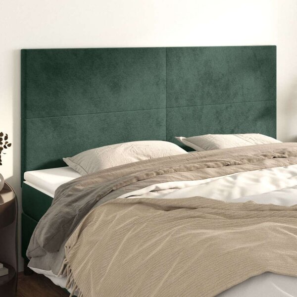 Bársony Fejtámla - Sötétzöld - 4 db - 80x5x78/88cm