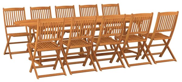 11 részes tömör akácfa kerti étkezőgarnitúra 280x90x75 cm