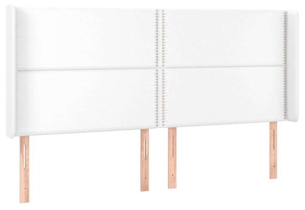 VidaXL Fehér Műbőr Ágyfejtámla Szárnyakkal - 203x16x118/128 cm