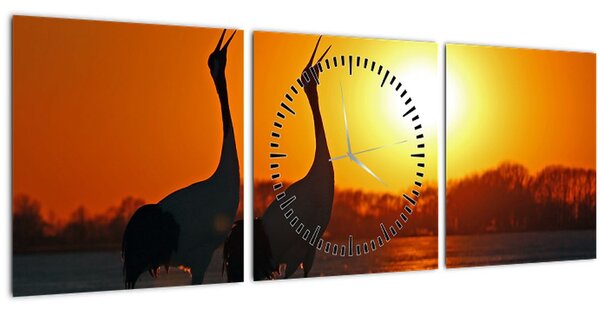 Madarak képe naplementekor (órával) (90x30 cm)