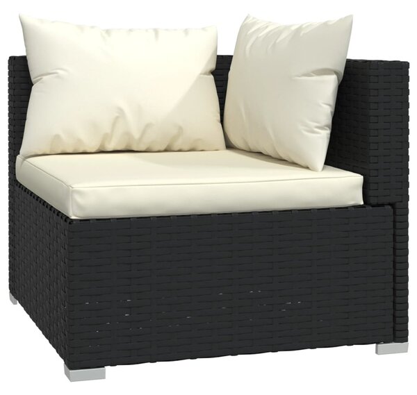7 részes fekete polyrattan kerti ülőgarnitúra párnákkal