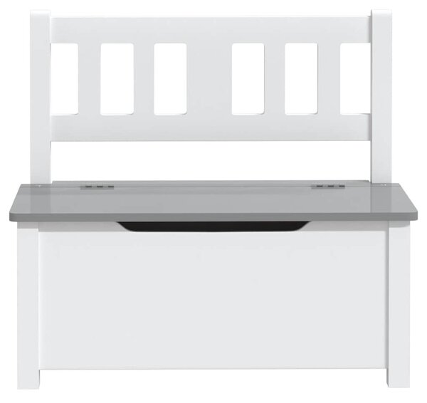 Fehér-szürke MDF gyermek tárolópad 60 x 30 x 55 cm