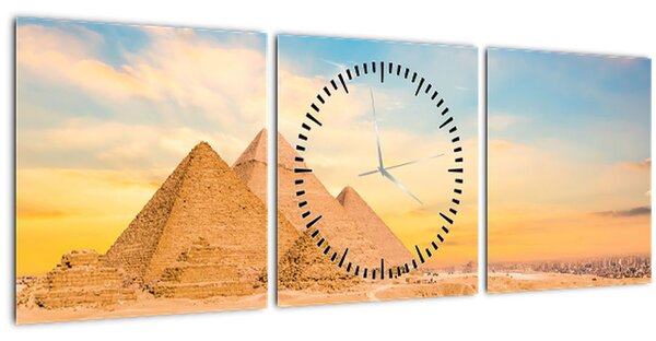 Az egyiptomi piramisok képe (órával) (90x30 cm)