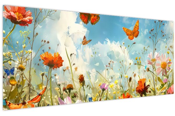 Kép - Pillangók a nyári réten (120x50 cm)