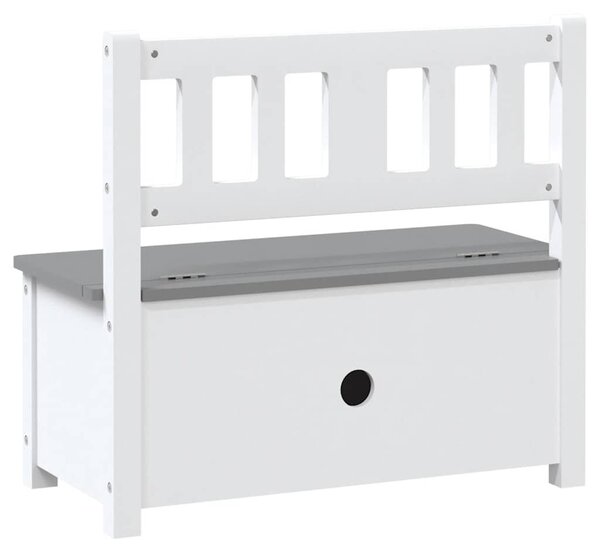 Fehér-szürke MDF gyermek tárolópad 60 x 30 x 55 cm