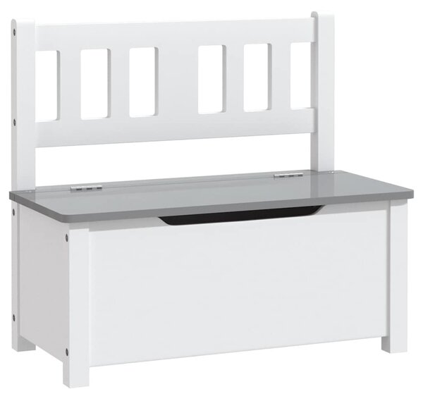 Fehér-szürke MDF gyermek tárolópad 60 x 30 x 55 cm