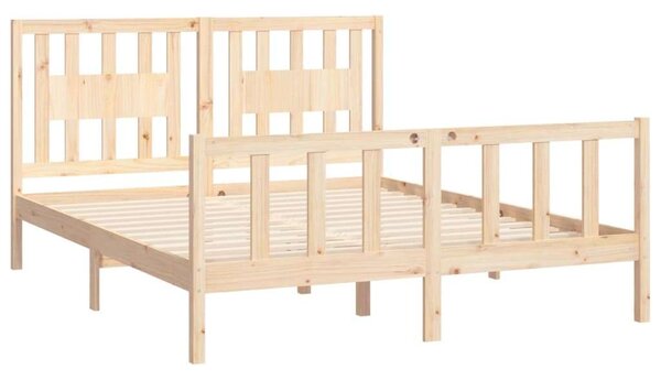 VidaXL tömör fenyőfa ágykeret fejtámlával 160 x 200 cm