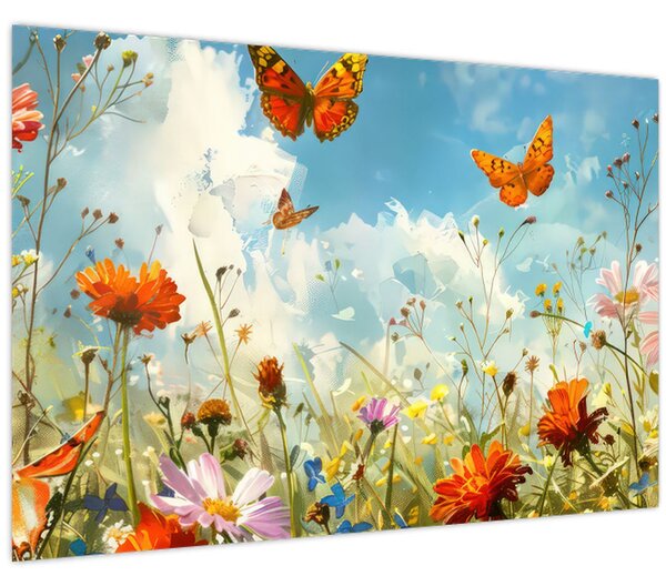 Kép - Pillangók a nyári réten (90x60 cm)