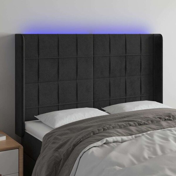 VidaXL fekete bársony LED-es fejtámla 147x16x118/128 cm