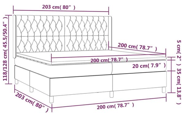 VidaXL Krémszínű Ágy LED-del - 200x200 cm