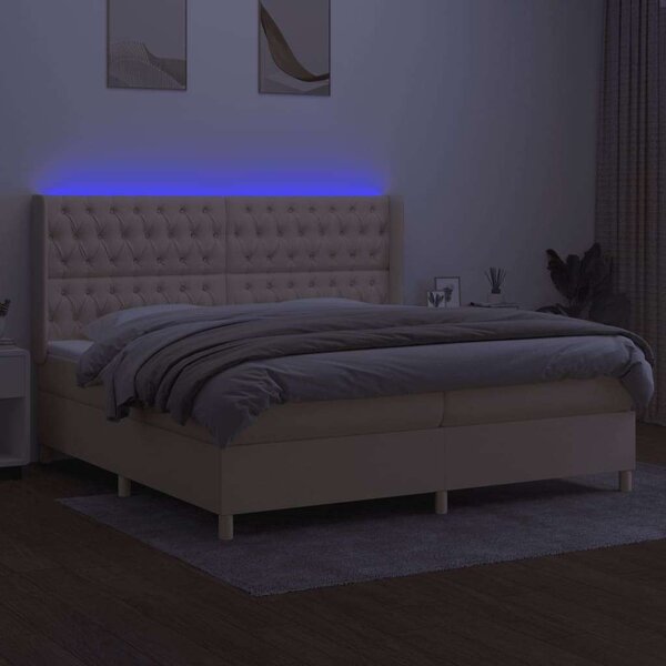 VidaXL Krémszínű Ágy LED-del - 200x200 cm