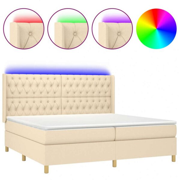 VidaXL Krémszínű Ágy LED-del - 200x200 cm