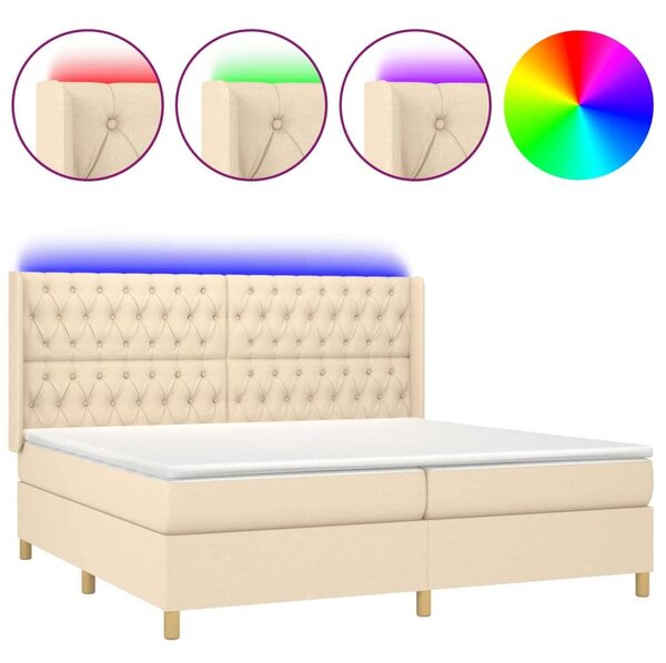 VidaXL Krémszínű Ágy LED-del - 200x200 cm