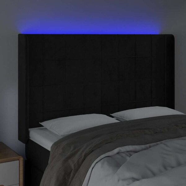 VidaXL fekete bársony LED-es fejtámla 147x16x118/128 cm