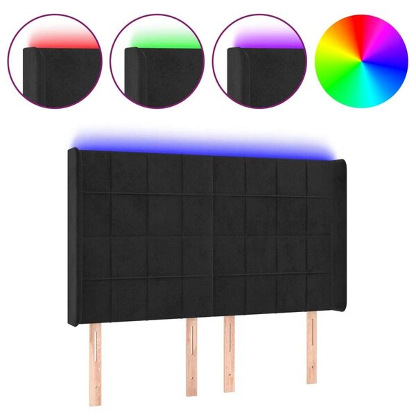 VidaXL fekete bársony LED-es fejtámla 147x16x118/128 cm