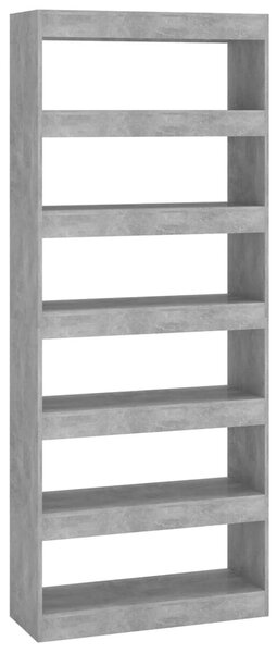 Betonszürke szerelt fa könyvszekrény/térelválasztó 80x30x198 cm