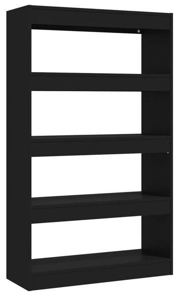 Fekete szerelt fa könyvszekrény/térelválasztó 80x30x135 cm