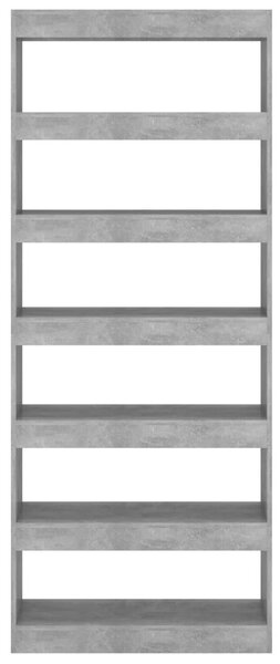 Betonszürke szerelt fa könyvszekrény/térelválasztó 80x30x198 cm