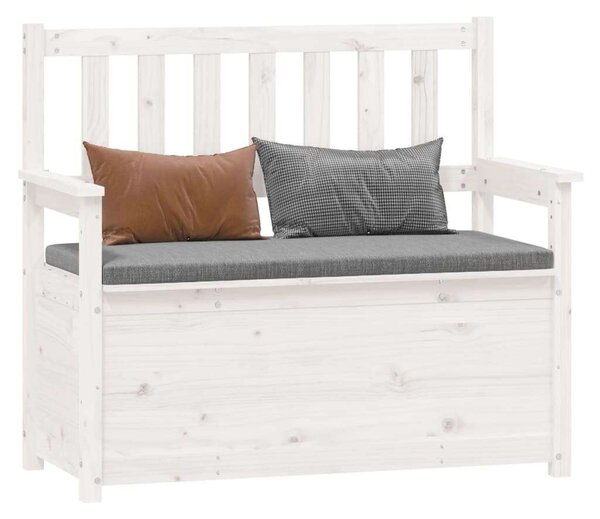 VidaXL Fehér Fenyőfa Pad Tárolóval - 112,5x51,5x96,5 cm