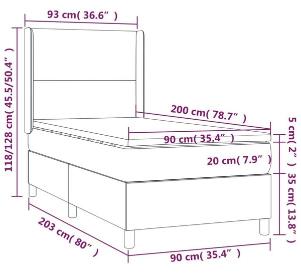 VidaXL krémszínű műbőr rugós ágy matraccal 90 x 200 cm