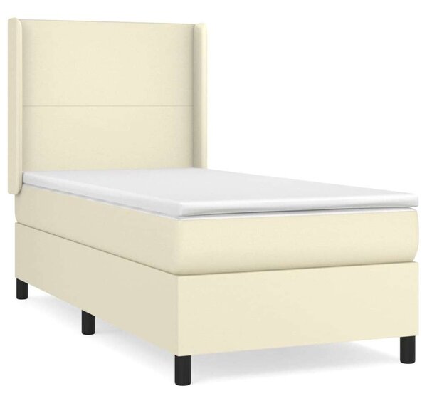 VidaXL krémszínű műbőr rugós ágy matraccal 90 x 200 cm