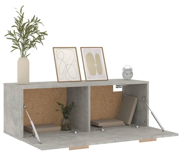 Betonszürke szerelt fa faliszekrény 100 x 36,5 x 35 cm