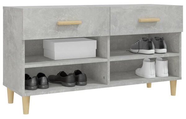 Betonszürke szerelt fa cipőszekrény 102x35x55 cm